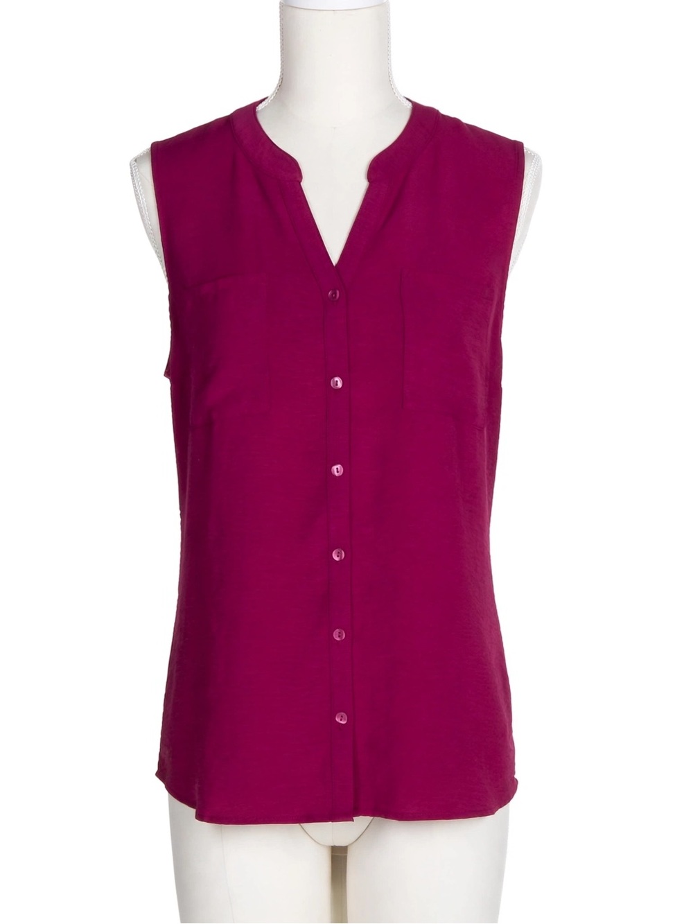 Fortune Ivy Stitch Fix Womens XL Berry Magenta Sleeveless Button-Down Blouse Top